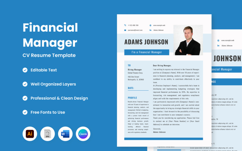 CV Resume Financial Manager V2 the next evolution in resume templates for financial managers Resume Template