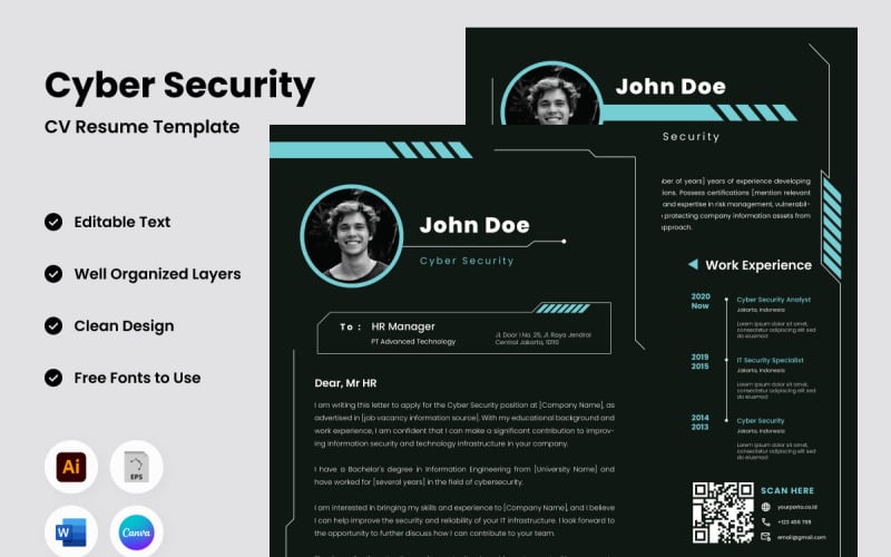 Resume Cyber Security V1 a cutting-edge template designed for cyber security Resume Template
