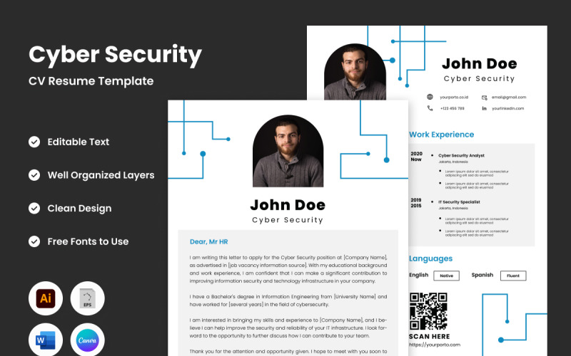 Resume Cyber Security V4 crafted for cyber security specialists who strive for excellence Resume Template