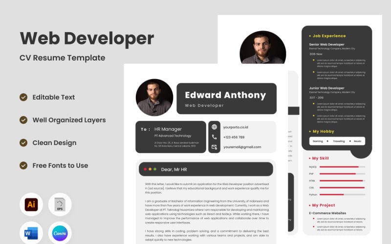 Resume Web Developer V1 a comprehensive template designed for web developers Resume Template