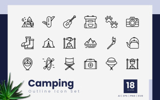 Camping Outline Black Icons
