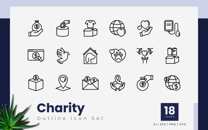Charity Outline Black Icons Icon Set