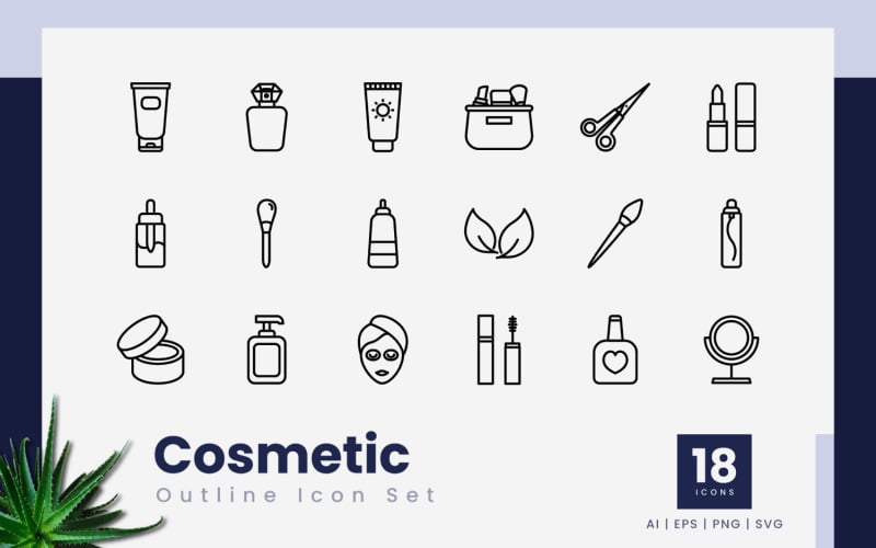 Cosmetic Outline Black Icons Icon Set