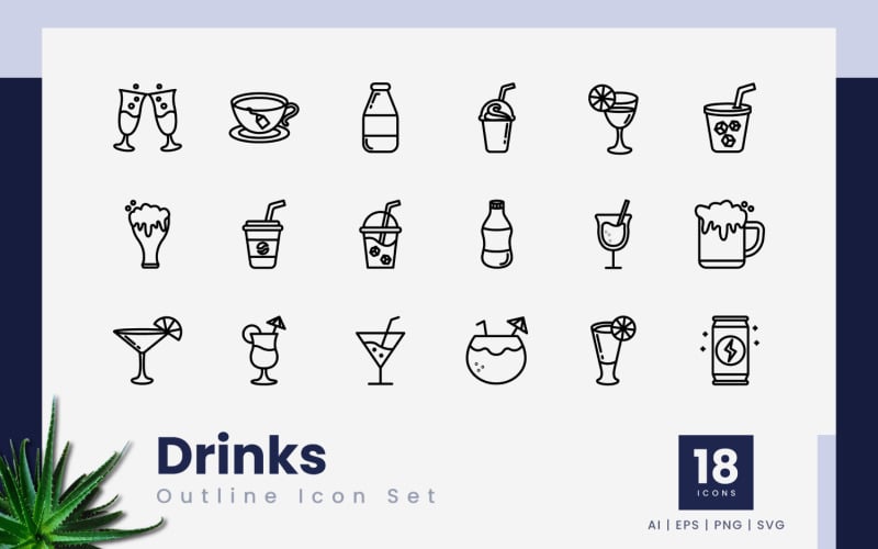 Drinks Outline Black Icons Icon Set