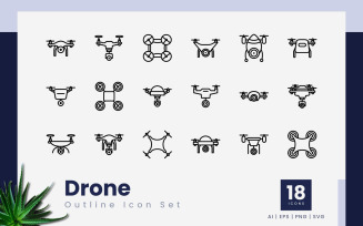 Drone Outline Black Icon Set