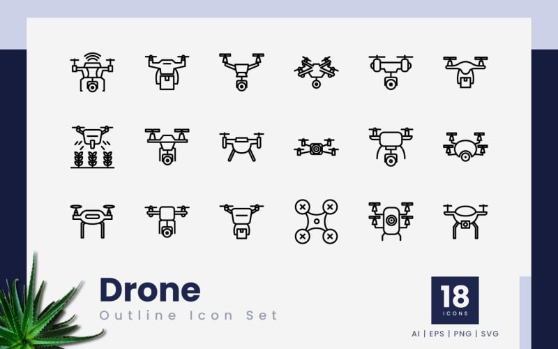 Drone Outline Black Icons Icon Set