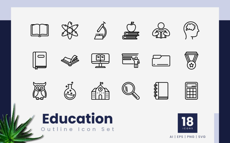 Education Outline Black Icons Icon Set