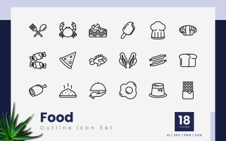 Food Outline Black Icon Bundle