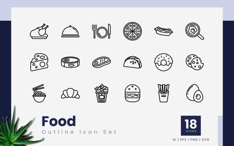 Food Outline Black Icon Set