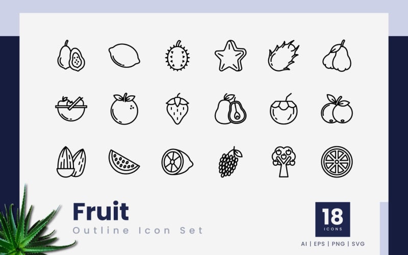 Fruit Outline Black Icon Bundle Icon Set