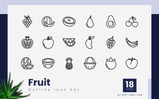 Fruit Outline Black Icon Set