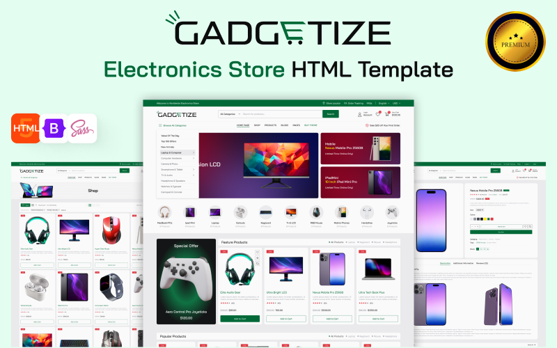Gadgetize - All-in-One HTML Template for Electronics Accessories and Gadget Stores Website Template