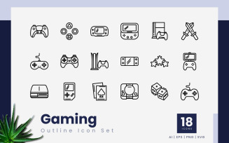 Gaming Outline Black Icon Set