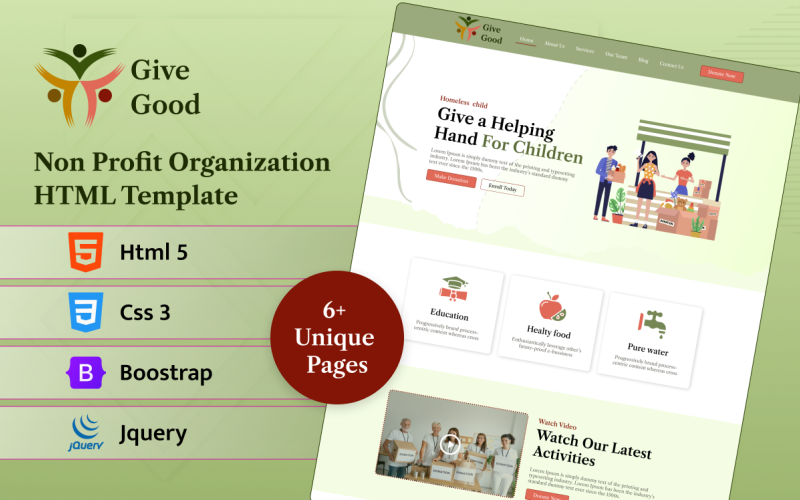 Give Good Non Profit Organization HTML5 Website template Website Template