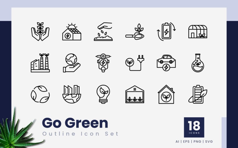 Go Green Outline Black Icon Icon Set