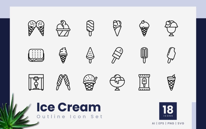 Ice Cream Outline Black Icons Icon Set