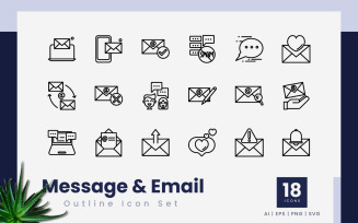 Message and Email Outline Icon Set