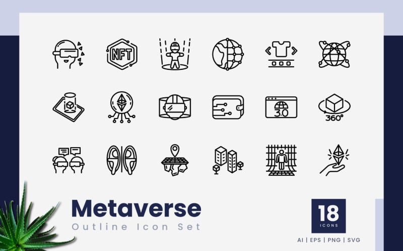 Metaverse Outline Icon Set