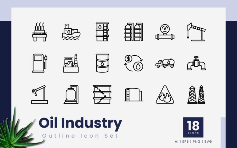 Oil Industry Outline Icons Icon Set