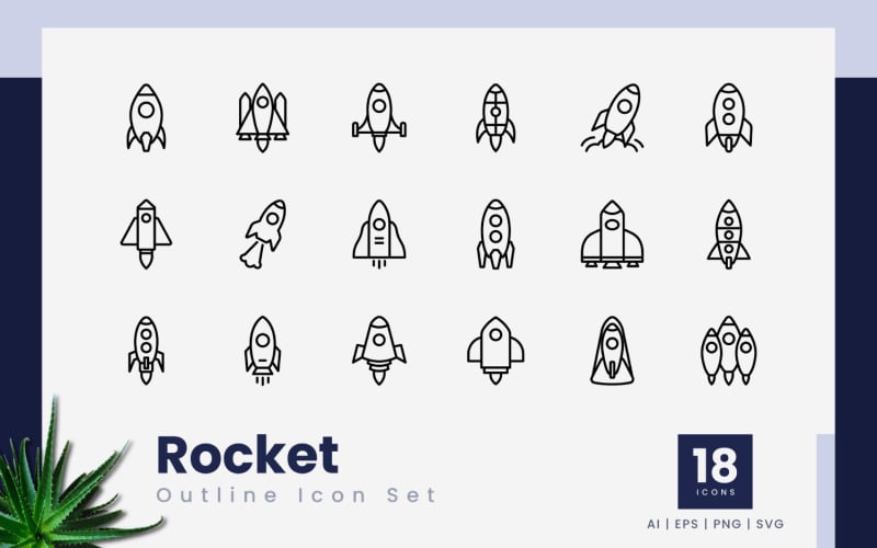 Rocket Outline Black Icons Icon Set