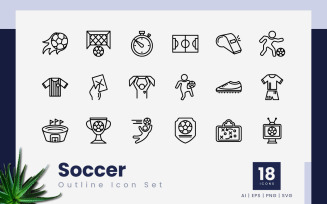 Soccer Outline Black Icon Set