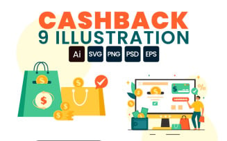 9 Cashback Vector Illustration