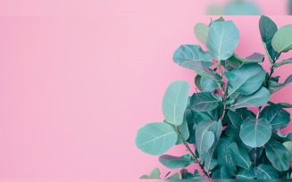 Leaves Plants On Pink Background With Copy Space 01