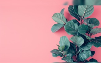 Leaves Plants On Pink Background With Copy Space 03