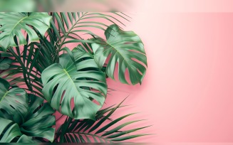 Leaves Plants On Pink Background With Copy Space 11