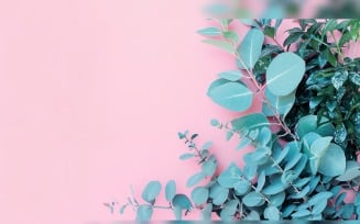 Leaves Plants On Pink Background With Copy Space 50