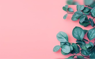 Leaves Plants On Pink Background With Copy Space 58