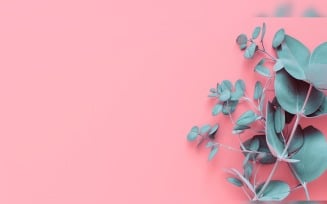 Leaves Plants On Pink Background With Copy Space 64