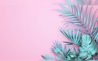 Leaves Plants On Pink Background With Copy Space 87