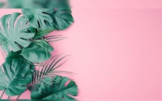 Leaves Plants On Pink Background With Copy Space 89