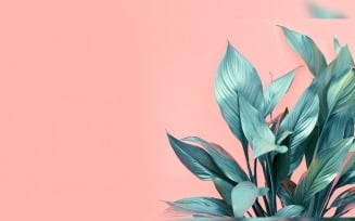 Leaves Plants On Pink Background With Copy Space 97