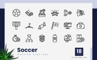 Soccer Outline Black Icon Bundle