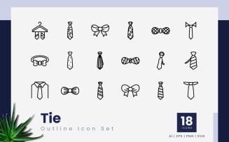 Tie Outline Black Icon Bundle