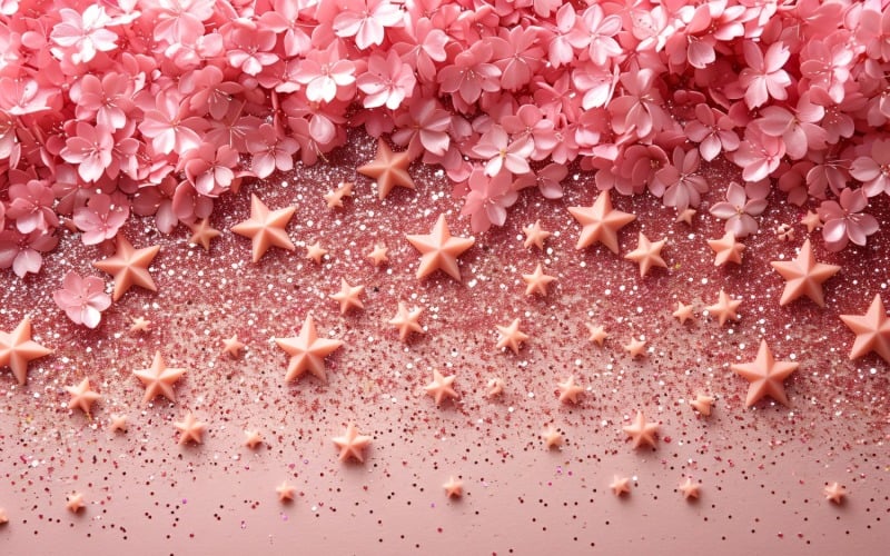 Birthday Background Pink Gliter Star 14