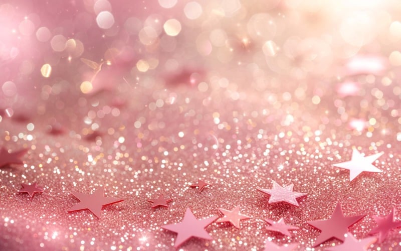 Birthday Background Pink Gliter Star 18