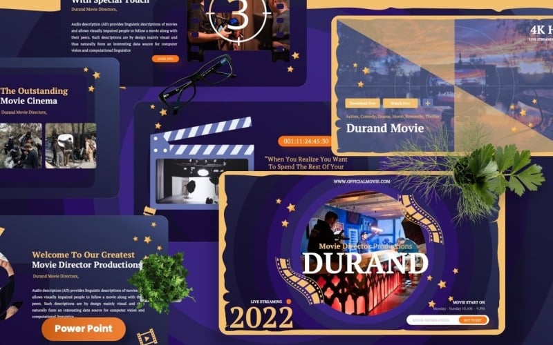 Durand - Movie Studio Powerpoint Template PowerPoint Template