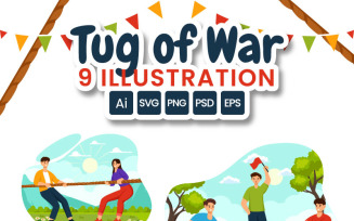 9 Tug of war Vector Illustration