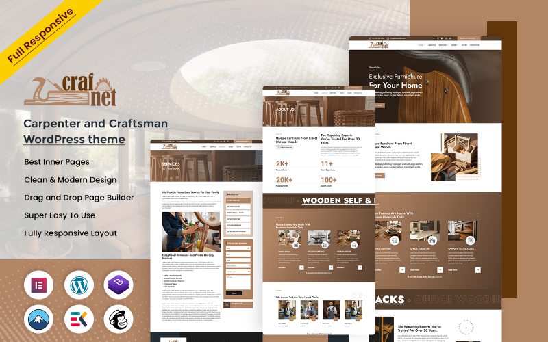 Crafnet - Carpenter and Craftsman Woodwork WordPress theme WordPress Theme