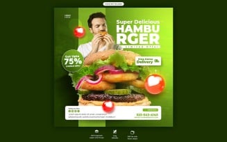 Delicious Burger And Food Menu Social media Template
