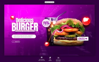 Delicious Burger And Food Social media Web Banner Template