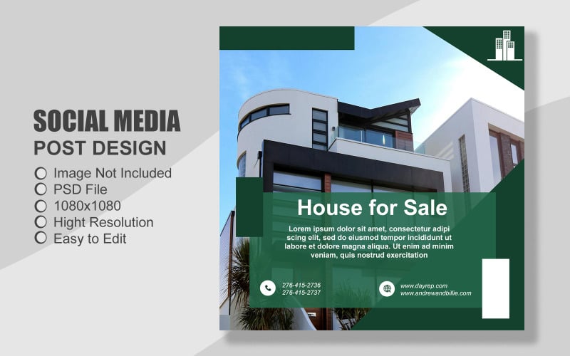 Real Estate Instagram Post Template in PSD - 011 Corporate Identity