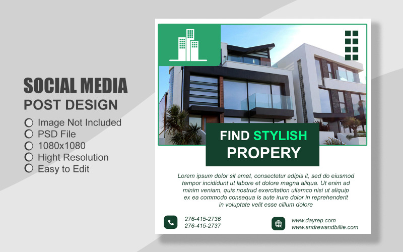 Real Estate Instagram Post Template in PSD - 014 Corporate Identity