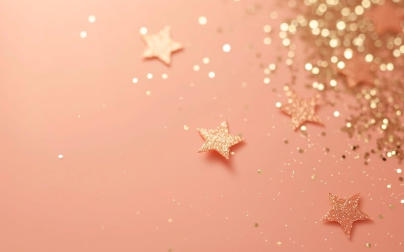 Birthday Background Golden Glitter Stars 01