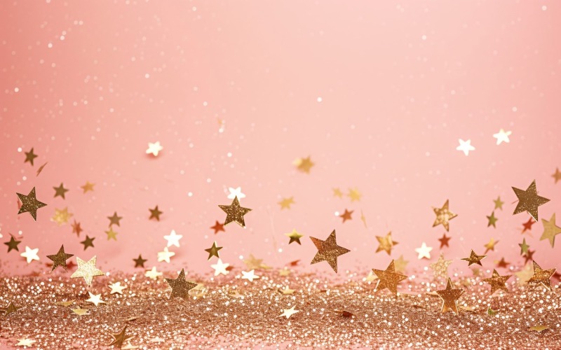 Birthday Background Golden Glitter Stars 27