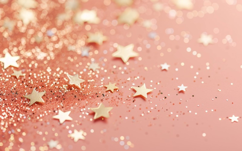 Birthday Background Golden Glitter Stars 35