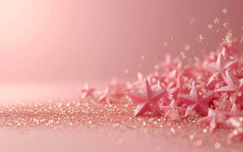 Birthday Background Peach and pink Glitter Stars 58